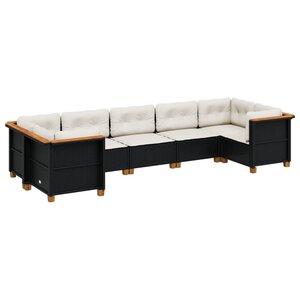 vidaXL Salon de jardin 7 Pièces avec coussins noir résine tressée