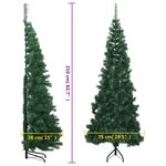 vidaXL Sapin de Noël artificiel d'angle Vert 210 cm PVC