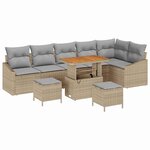 vidaXL Ensemble de canapé de jardin avec coussin 9 Pièces Beige polyrotin