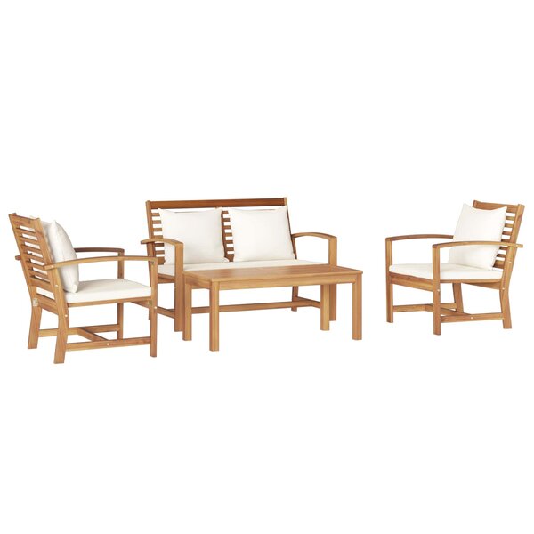 vidaXL Ensemble de canapé de jardin 4 pc Naturel Bois de teck massif