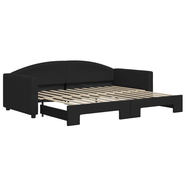 vidaXL Lit de jour avec lit gigogne noir 90x200 cm tissu