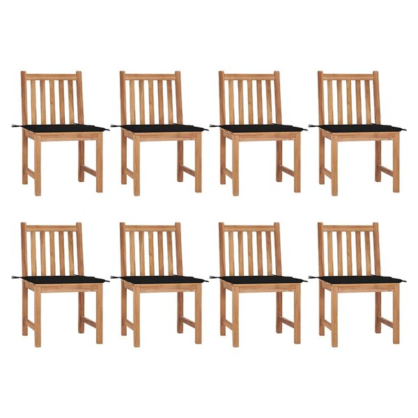 vidaXL Chaises de jardin lot de 8 avec coussins Bois de teck massif