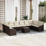 vidaXL Ensemble de salle à manger pour jardin 11 Pièces Marron  Crème