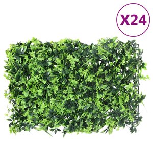  vidaXL Clôture à feuilles artificielles 24 Pièces vert 40x60 cm
