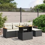 vidaXL Salon de jardin 6 Pièces avec coussins noir résine tressée