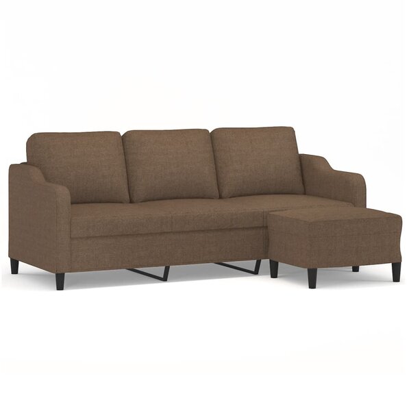 vidaXL Canapé à 3 places avec repose-pieds Marron 180 cm Tissu