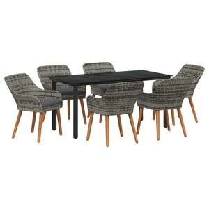 vidaXL Ensemble de salle à manger pour jardin 7 Pièces Gris polyrotin