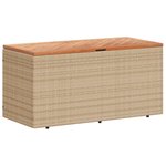 vidaXL Boîte de rangement de jardin beige résine tressée bois d'acacia