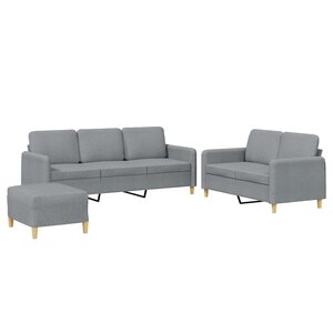 vidaXL Ensemble de canapés 3 Pièces avec coussins Gris clair Tissu