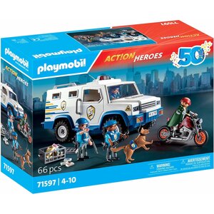 PLAYMOBIL 71597 - Action Heroes Fourgon blindé avec convoyeurs de Fonds