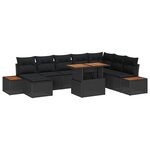 vidaXL Ensemble de salle à manger pour jardin 9 Pièces Noir et Marron