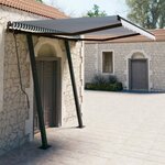 vidaXL Auvent manuel rétractable avec poteaux 3 5x2 5 m Bleu et blanc