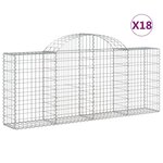 vidaXL Paniers à gabions arqués 18 Pièces 200x30x80/100 cm Fer galvanisé