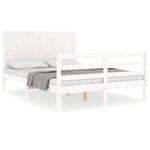 vidaXL Cadre de lit avec tête de lit blanc 140x190 cm bois massif