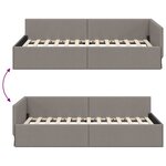 vidaXL Cadre de lit d'angle avec tête de lit Taupe 90 x 190 cm