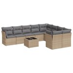 vidaXL Salon de jardin avec coussins 10 Pièces beige résine tressée