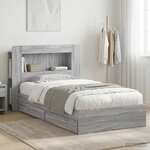 vidaXL Cadre de lit avec rangement avec tiroir Sonoma gris 90 x 190 cm