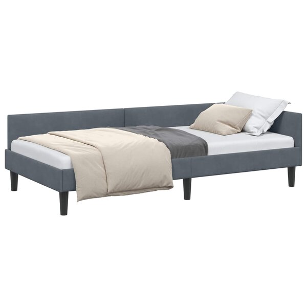 vidaXL Cadre de lit d'angle Gris foncé 100 x 200 cm Velours