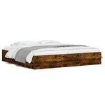 vidaXL Cadre de lit à tiroirs chêne fumé 180x200 cm bois d'ingénierie