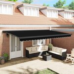 vidaXL Auvent Rétractable Noir 500 × 300 cm Tissu Métal