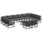 vidaXL Ensemble de canapé de jardin 13 Pièces Noir 70 x 70 x 32 cm