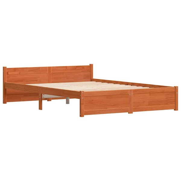 vidaXL Cadre de lit Marron cire 150 x 200 cm Bois massif en pin