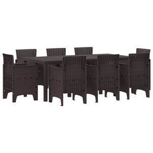 vidaXL Ensemble de salle à manger pour jardin 9 Pièces Marron Rattan Polt