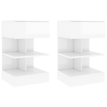vidaXL Tables de chevet 2 Pièces Blanc brillant 40x35x65 cm