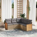 vidaXL Salon de jardin avec coussins 5 Pièces beige résine tressée