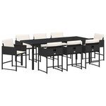 vidaXL Ensemble de salle à manger pour jardin 9 Pièces Noir Poly rotin