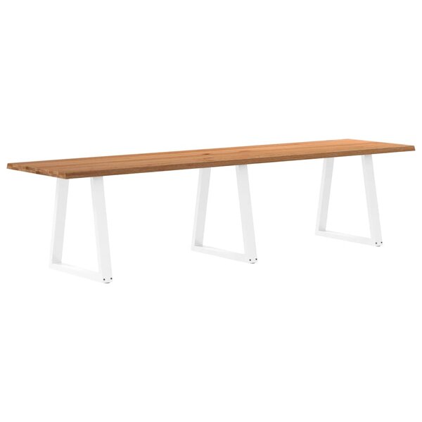 vidaXL Table à manger avec bord naturel 320x80x74 cm bois massif chêne