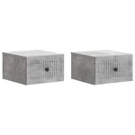 vidaXL Cabinet de chevet mural 2 Pièces Gris béton 33 x 34 5 x 20 cm