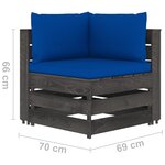 vidaXL Salon de jardin 7 Pièces avec coussins Bois imprégné de gris