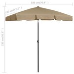 vidaXL Parasol de plage taupe 180x120 cm