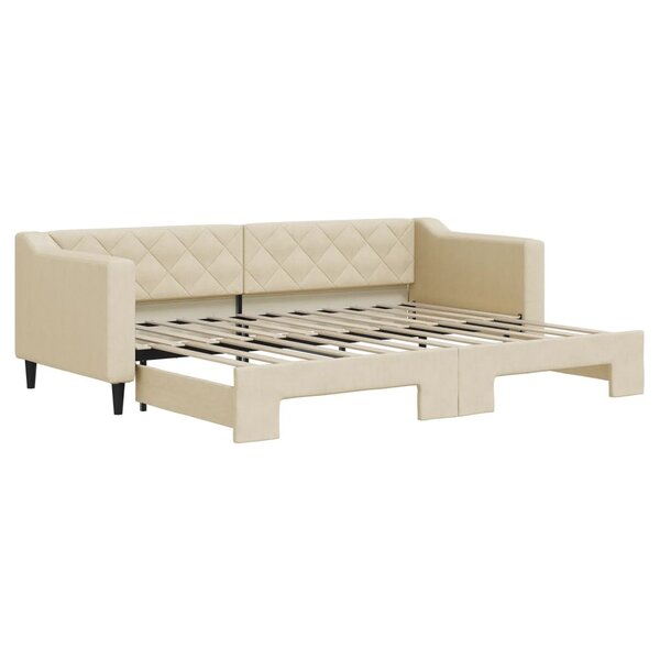 vidaXL Lit de jour avec lit gigogne crème 80x200 cm tissu