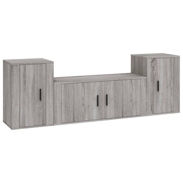 vidaXL Ensemble de meubles TV 3 Pièces Sonoma gris Bois d'ingénierie
