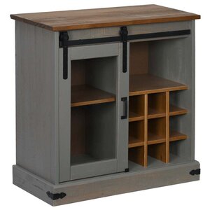 vidaXL Buffet HALDEN porte coulissante gris 80x40x80 cm bois massif