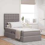 vidaXL Lit de rangement LED avec matelas Taupe 90 x 190 cm Tissu