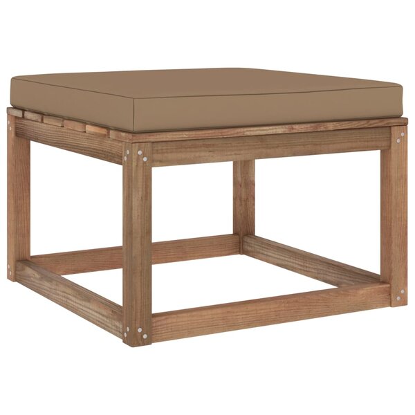 vidaXL Repose-pied de jardin avec coussin taupe