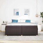 vidaXL Cadre de lit avec matelas Marron foncé 200 x 200 cm tissu