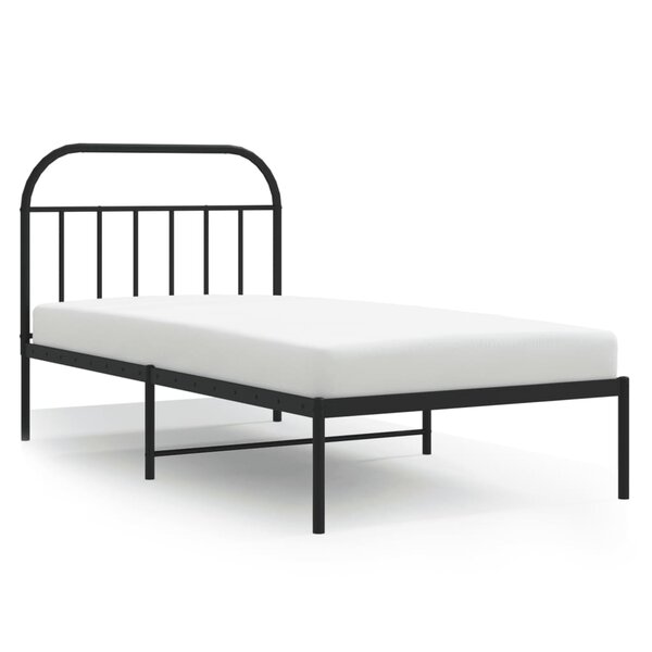 vidaXL Cadre de lit métal avec tête de lit noir 100x190 cm