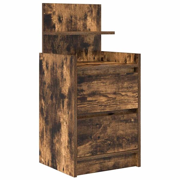 vidaXL Table de chevet avec 2 tiroirs chêne fumé 38x34x80 cm