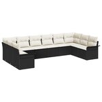 vidaXL Ensemble de canapé de jardin 10 Pièces Noir Poly rotin