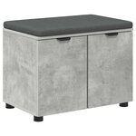 vidaXL Banc d'entrée avec coussin Gris béton 60 x 38 x 46 cm