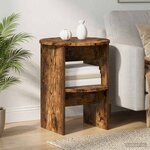vidaXL Meuble d'appoint 2 Pièces Chêne Fumé Ø40 x 50 cm Bois d’ingénierie