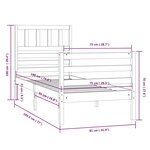 vidaXL Cadre de lit Noir 75x190 cm Petit simple Bois massif