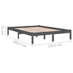 Vidaxl cadre de lit gris bois de pin massif 120x200 cm