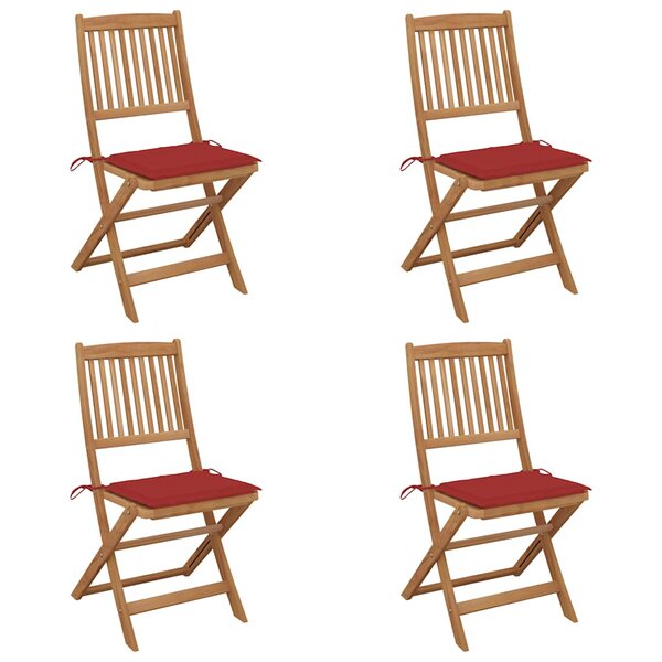 vidaXL Chaises pliables de jardin lot de 4 avec coussins Bois d'acacia