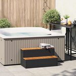 VidaXL Marche bain à remous noir 100x50x50 5cm polyrotin acacia massif
