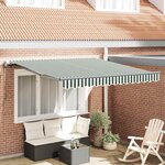 vidaXL Auvent Rétractable Vert et blanc 300 x 250 cm tissu